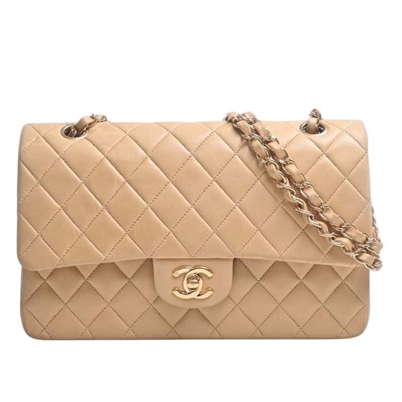 Chanel Handbags - Chanel Double Flap Beige Leather Shoulder Bag (Pre-Owned)